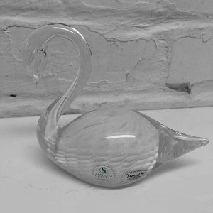 Sardinia Crystal Hand Blown White Swan Marcolin Made in Italy Paperweight